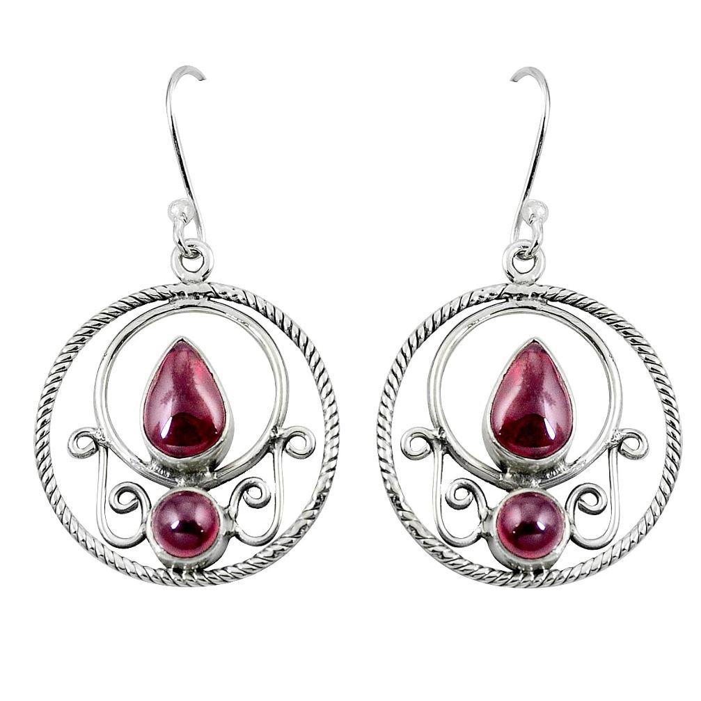 925 sterling silver natural red garnet dangle earrings jewelry d27616