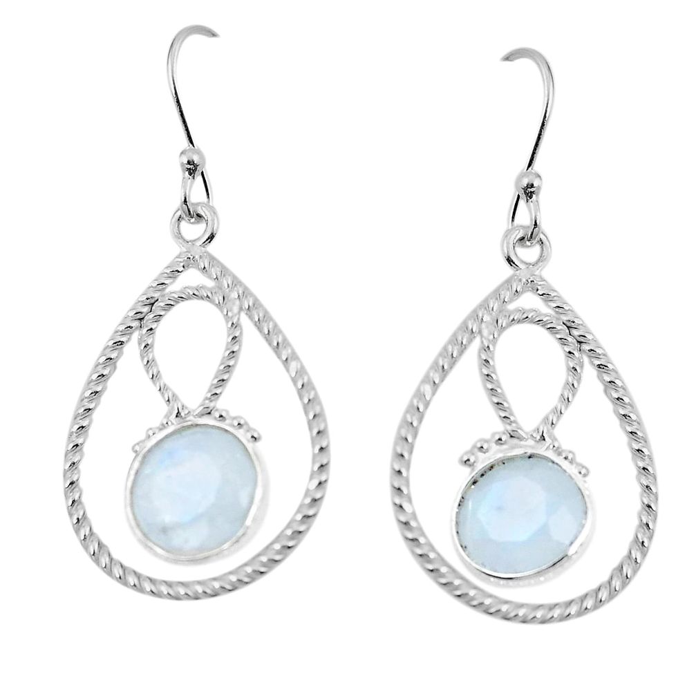 Natural rainbow moonstone 925 sterling silver dangle earrings jewelry d27624