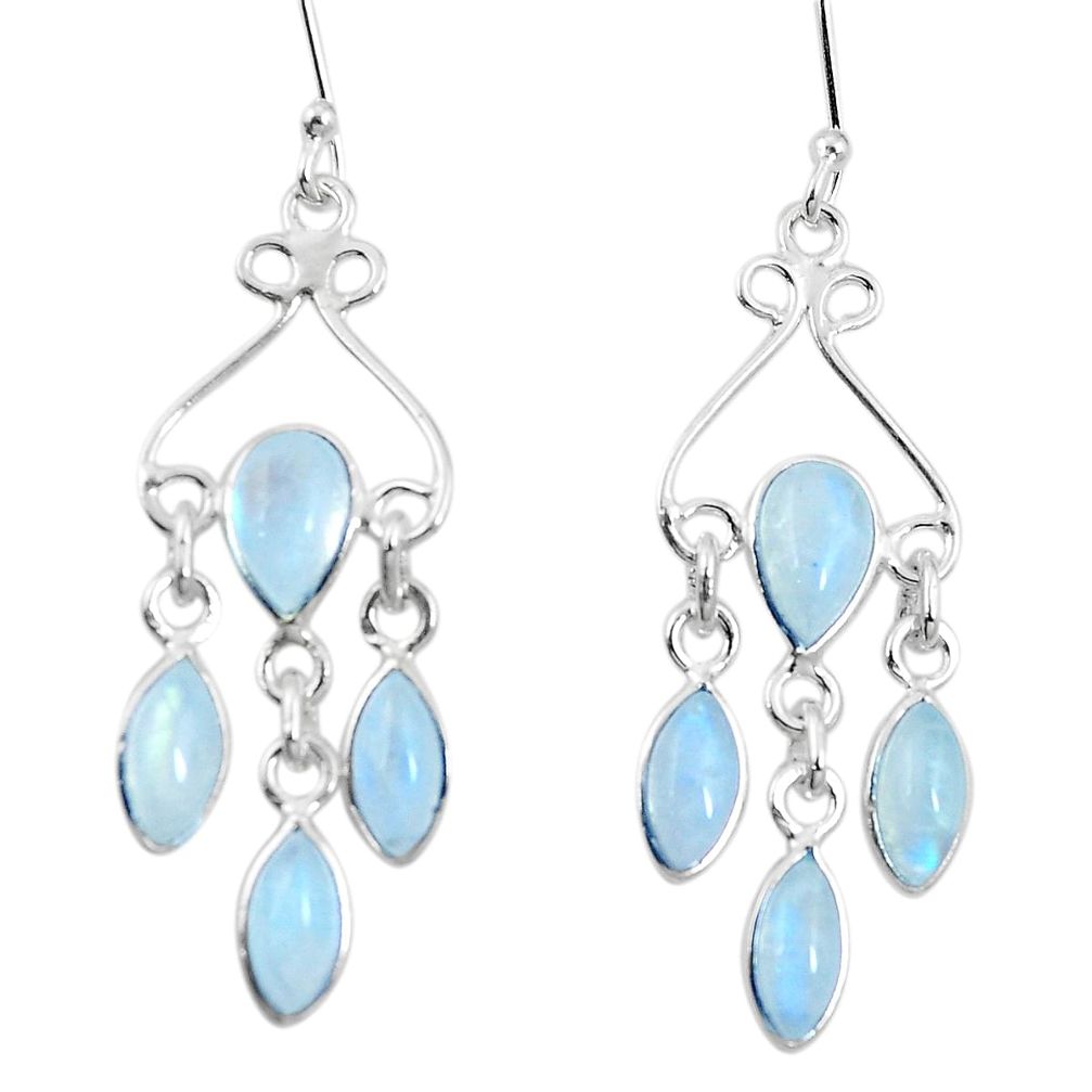 Natural rainbow moonstone 925 sterling silver chandelier earrings d27649