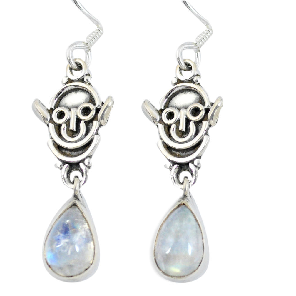 Natural rainbow moonstone 925 sterling silver dangle earrings d27666