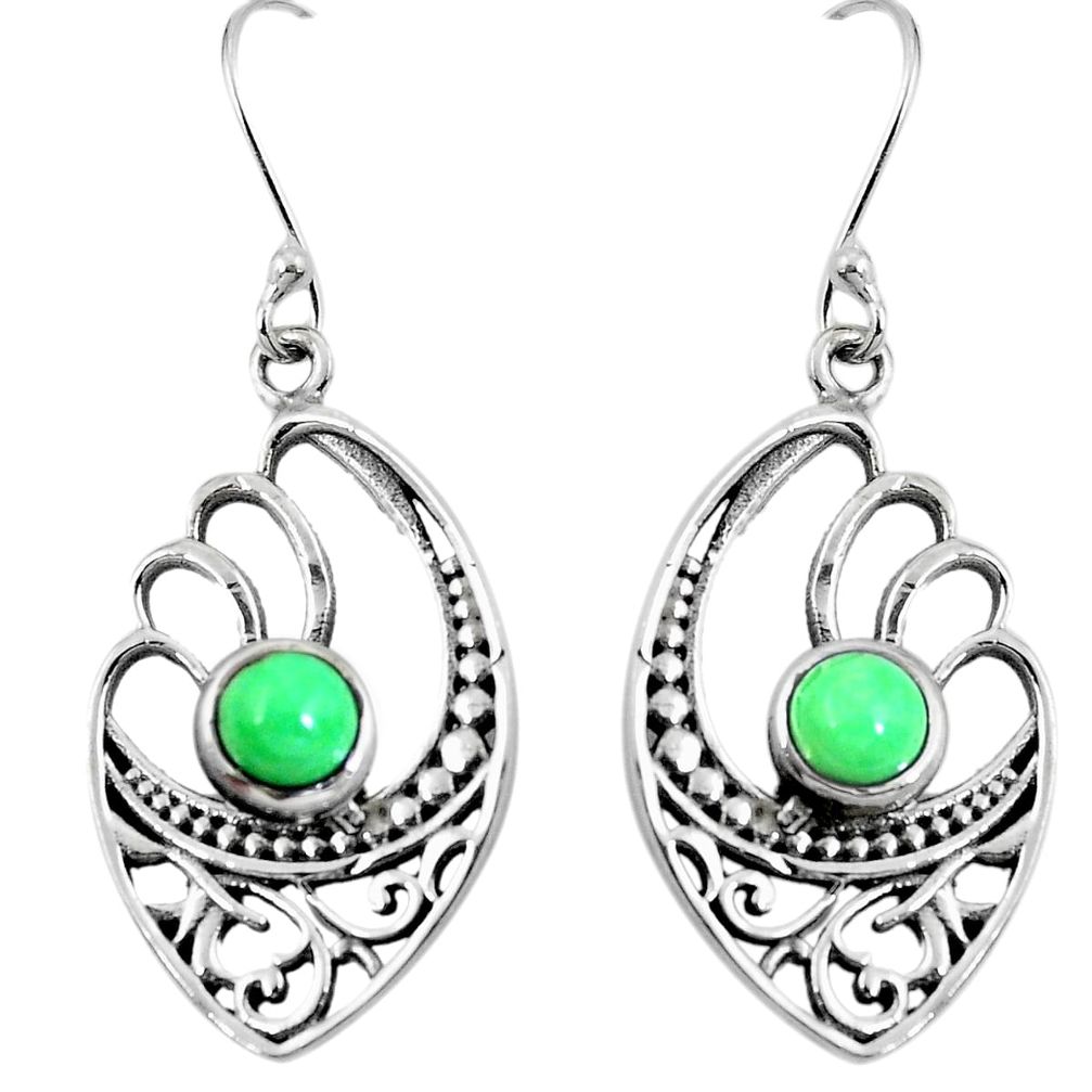 Green copper turquoise 925 sterling silver dangle earrings d27702