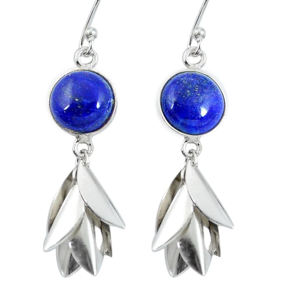 Natural blue lapis lazuli 925 sterling silver dangle earrings jewelry d27703