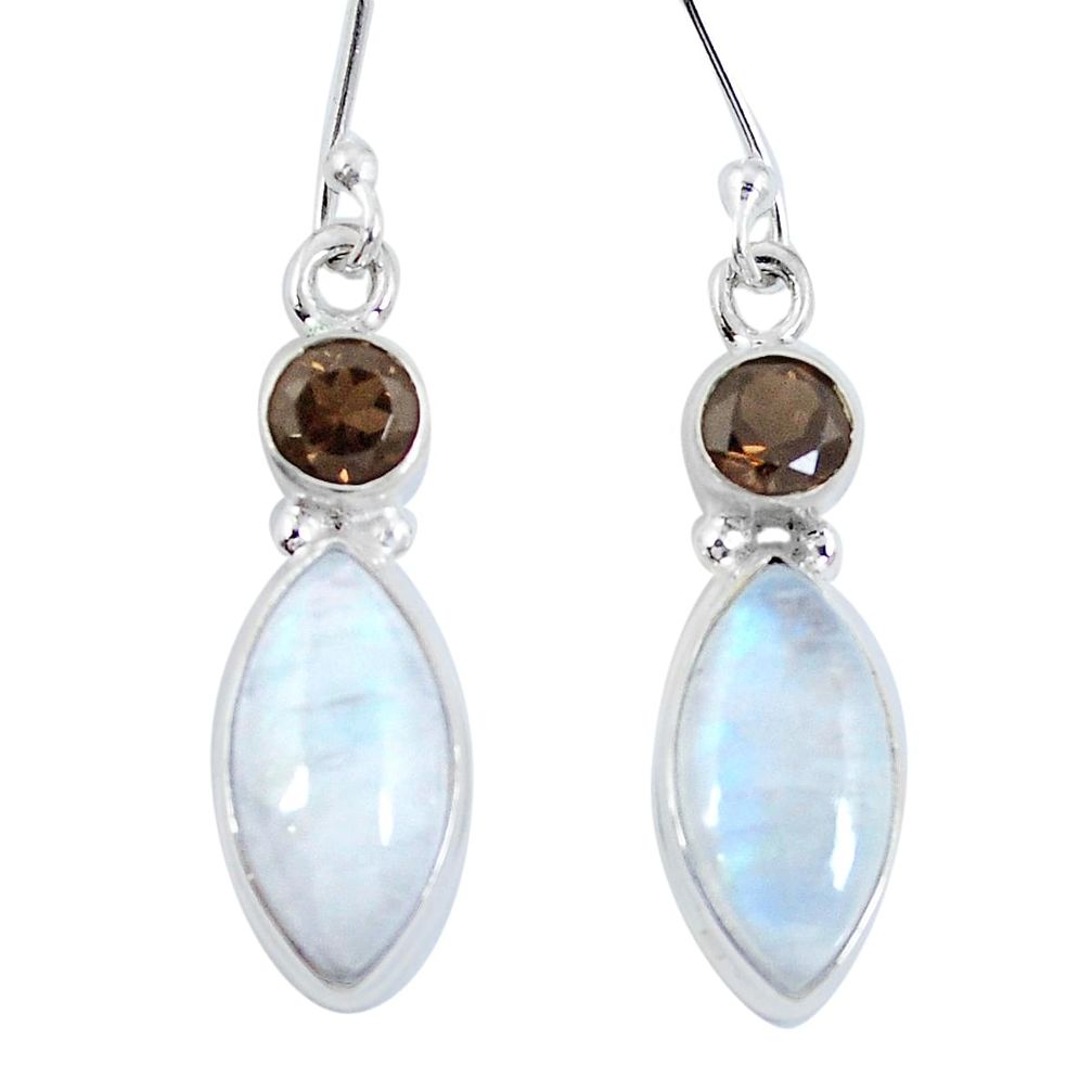 925 silver natural rainbow moonstone smoky topaz dangle earrings d27758