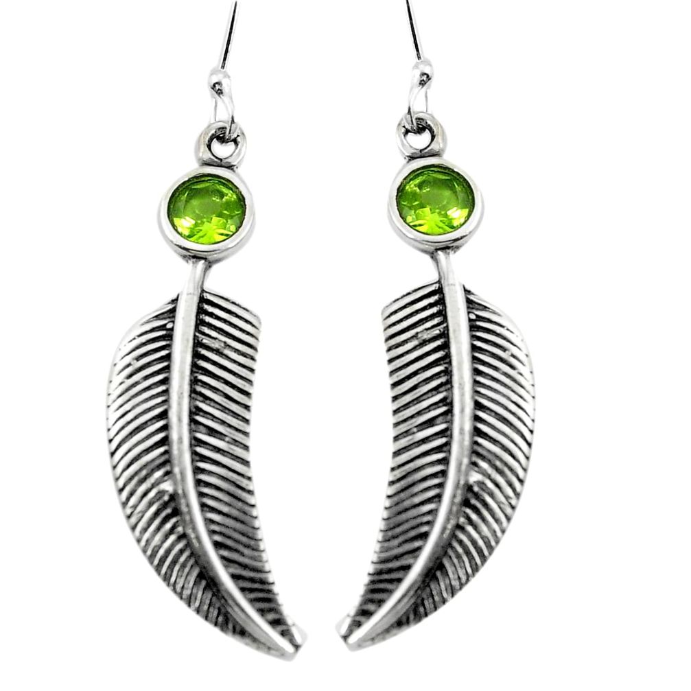 Natural green peridot 925 sterling silver deltoid leaf earrings d27761