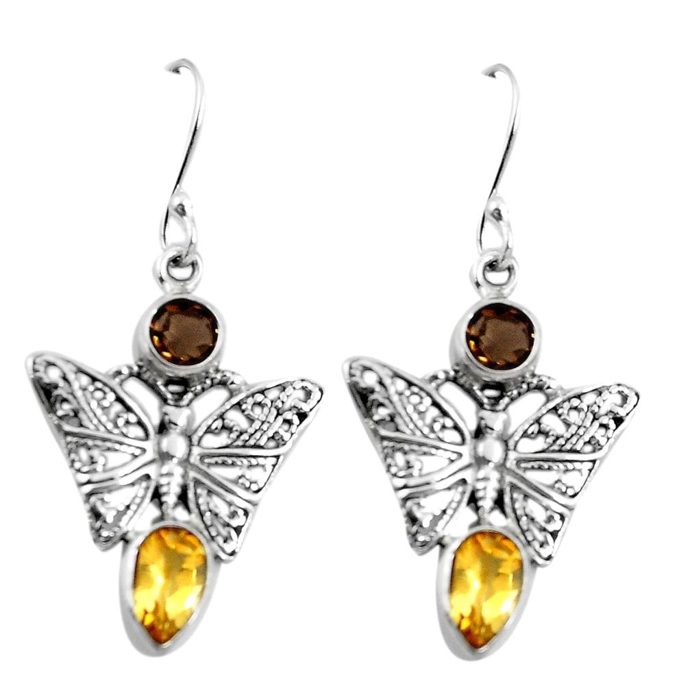 925 silver natural yellow citrine smoky topaz butterfly earrings d27765