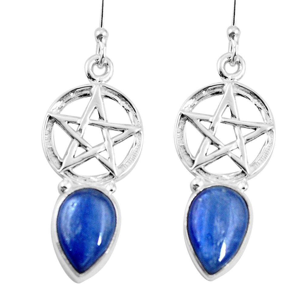 Natural blue kyanite 925 sterling silver dangle earrings jewelry d27802
