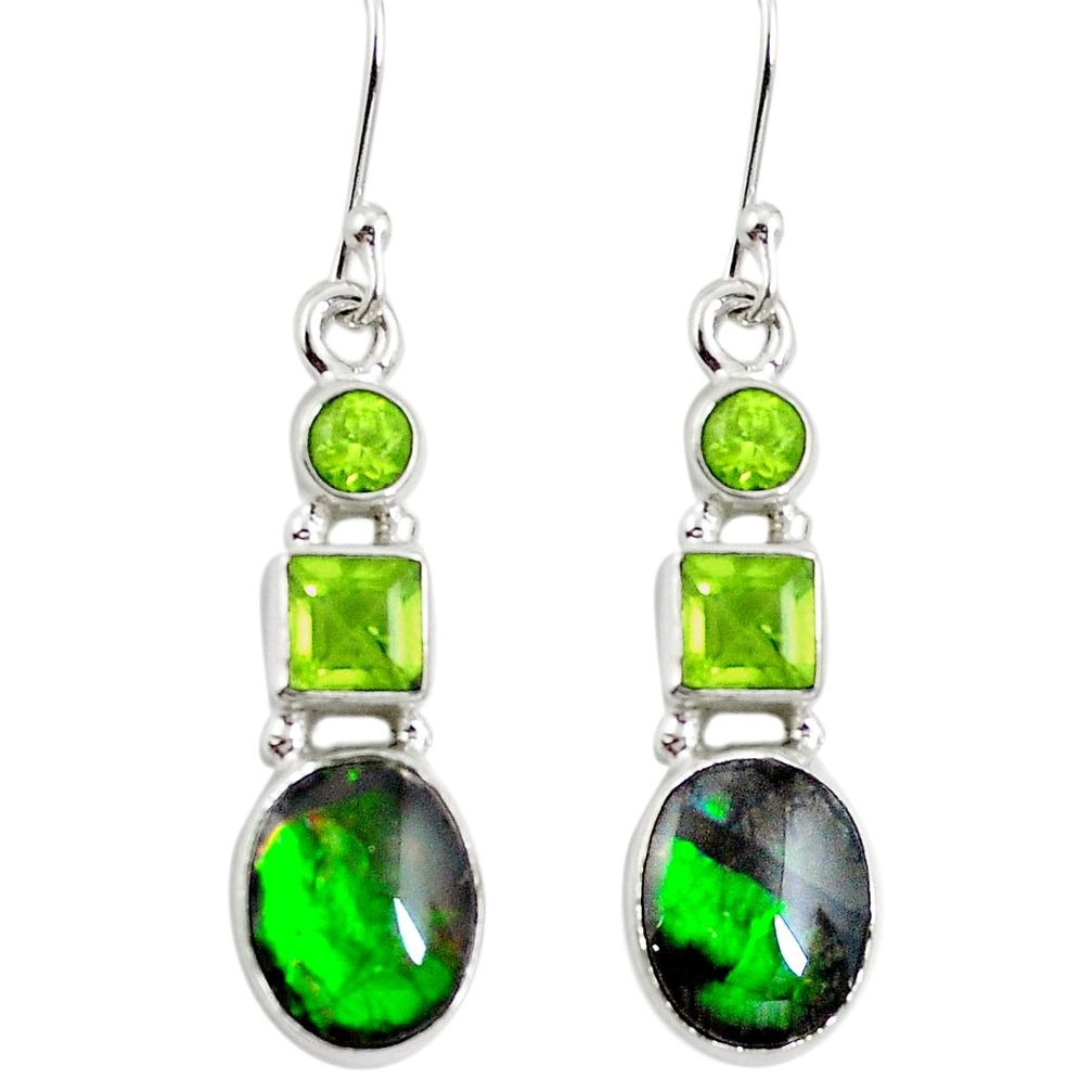 Natural multi color ammolite (canadian) 925 silver dangle earrings d27827