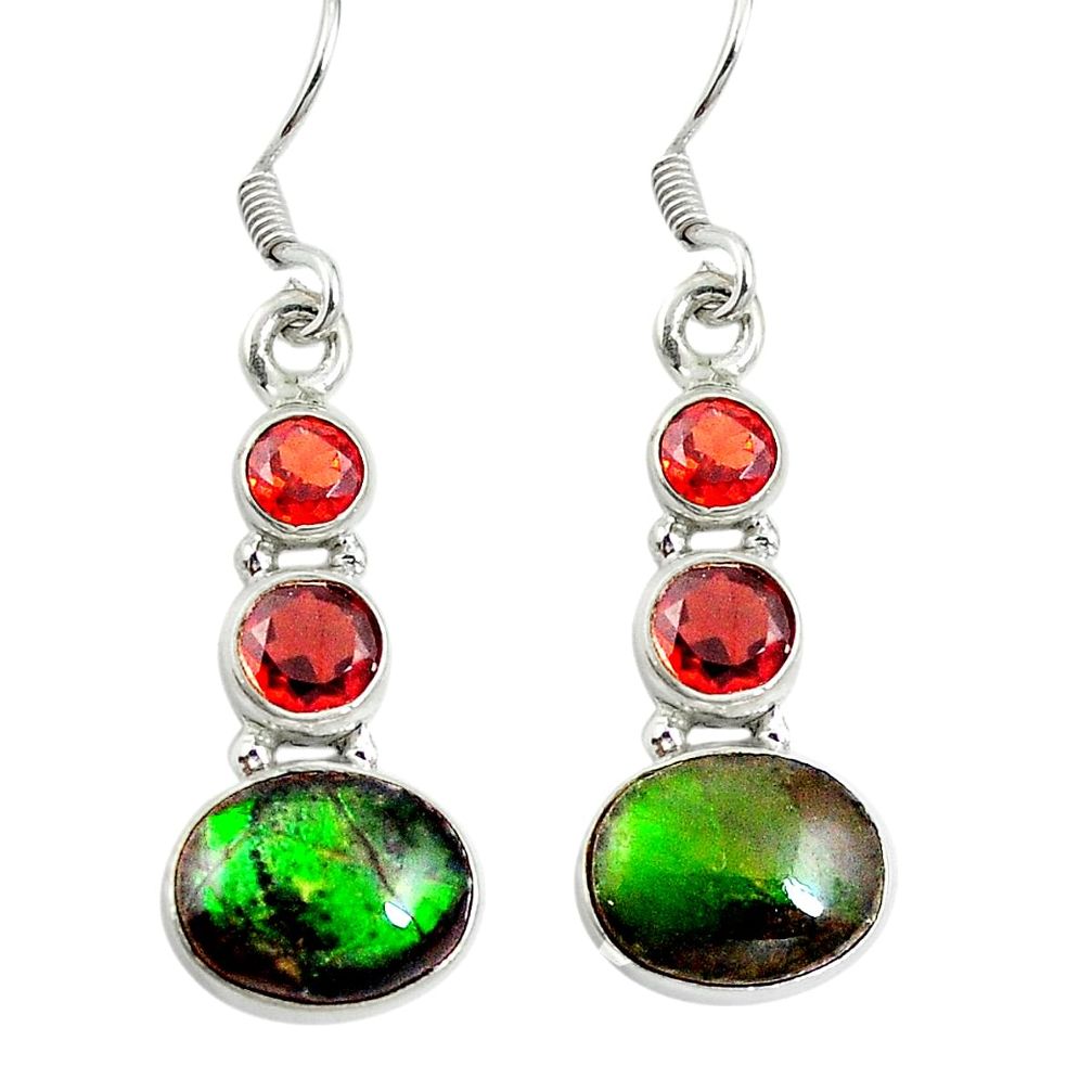 Natural multi color ammolite (canadian) 925 silver dangle earrings d27828