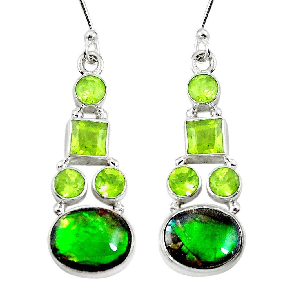 Natural multi color ammolite (canadian) 925 silver dangle earrings d27833