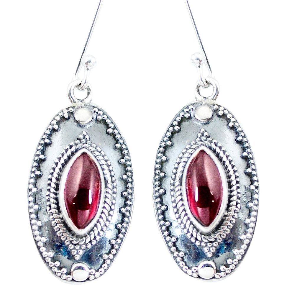 Natural red garnet 925 sterling silver dangle earrings jewelry d27914