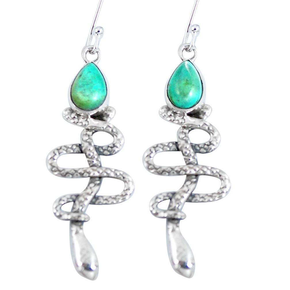 Green arizona mohave turquoise 925 sterling silver snake earrings d27933