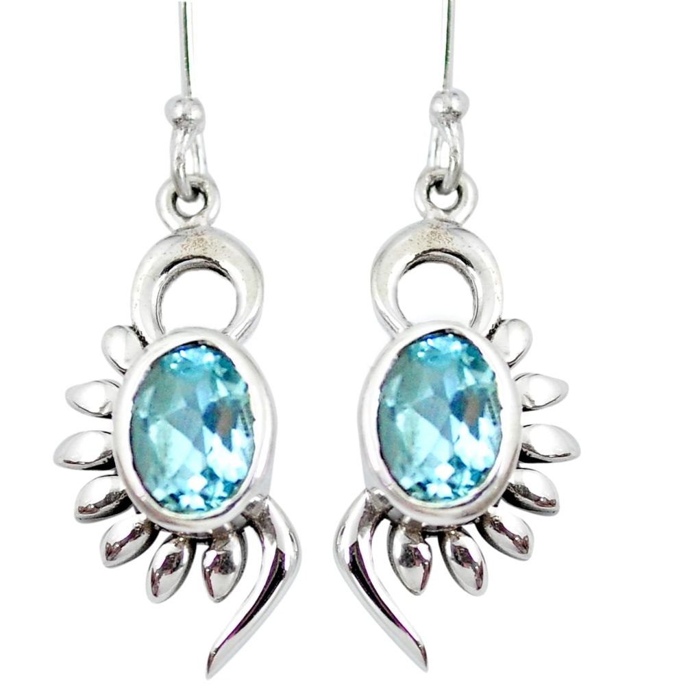Natural blue topaz 925 sterling silver dangle earrings jewelry d27943