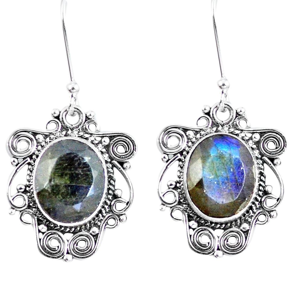 Natural blue labradorite 925 sterling silver dangle earrings d27951