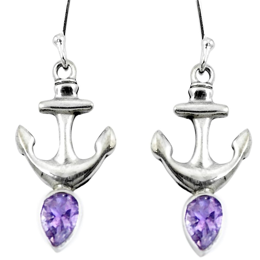 Natural purple amethyst 925 sterling silver dangle earrings d27952