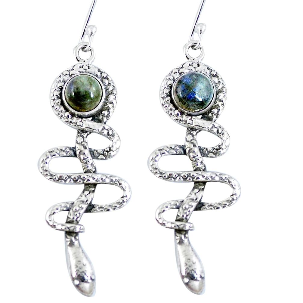 Natural blue labradorite 925 sterling silver snake earrings jewelry d27965