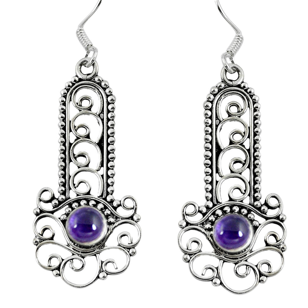 Natural purple amethyst 925 sterling silver dangle earrings d27968