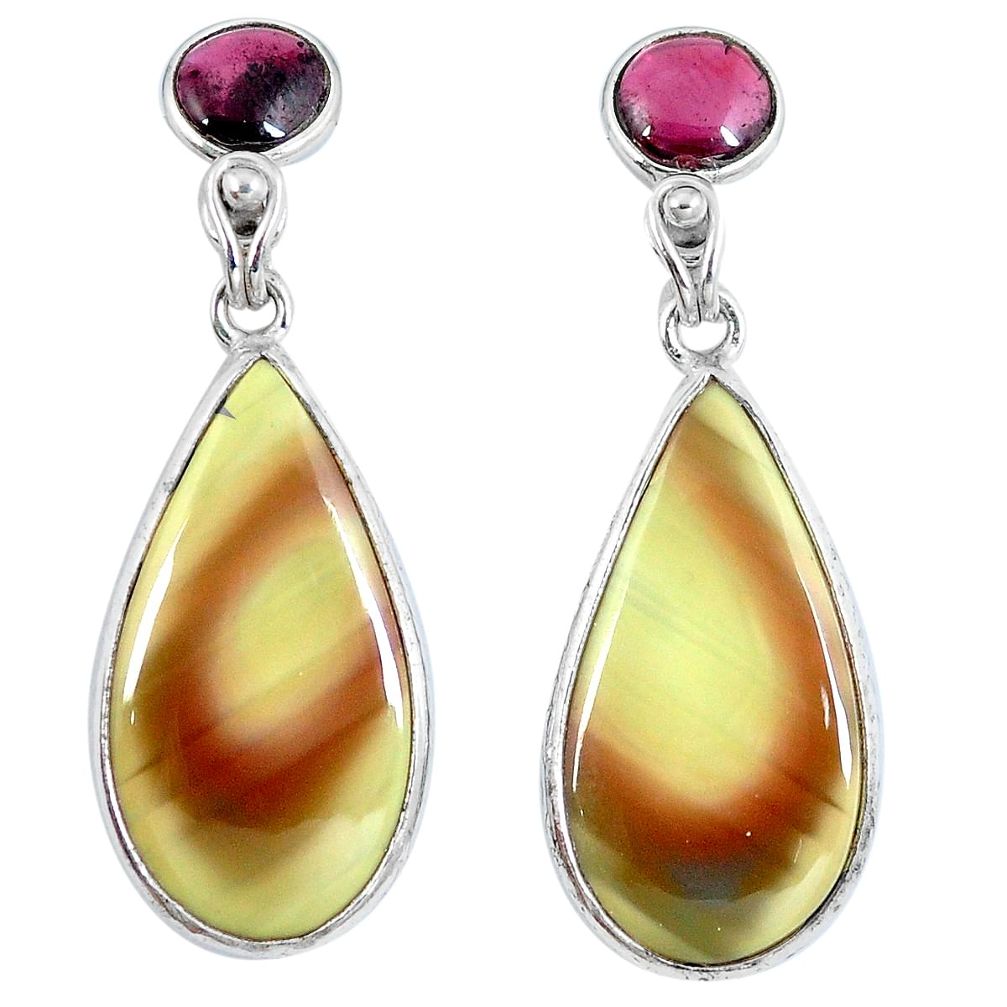 925 silver natural green imperial jasper red garnet dangle earrings d27980