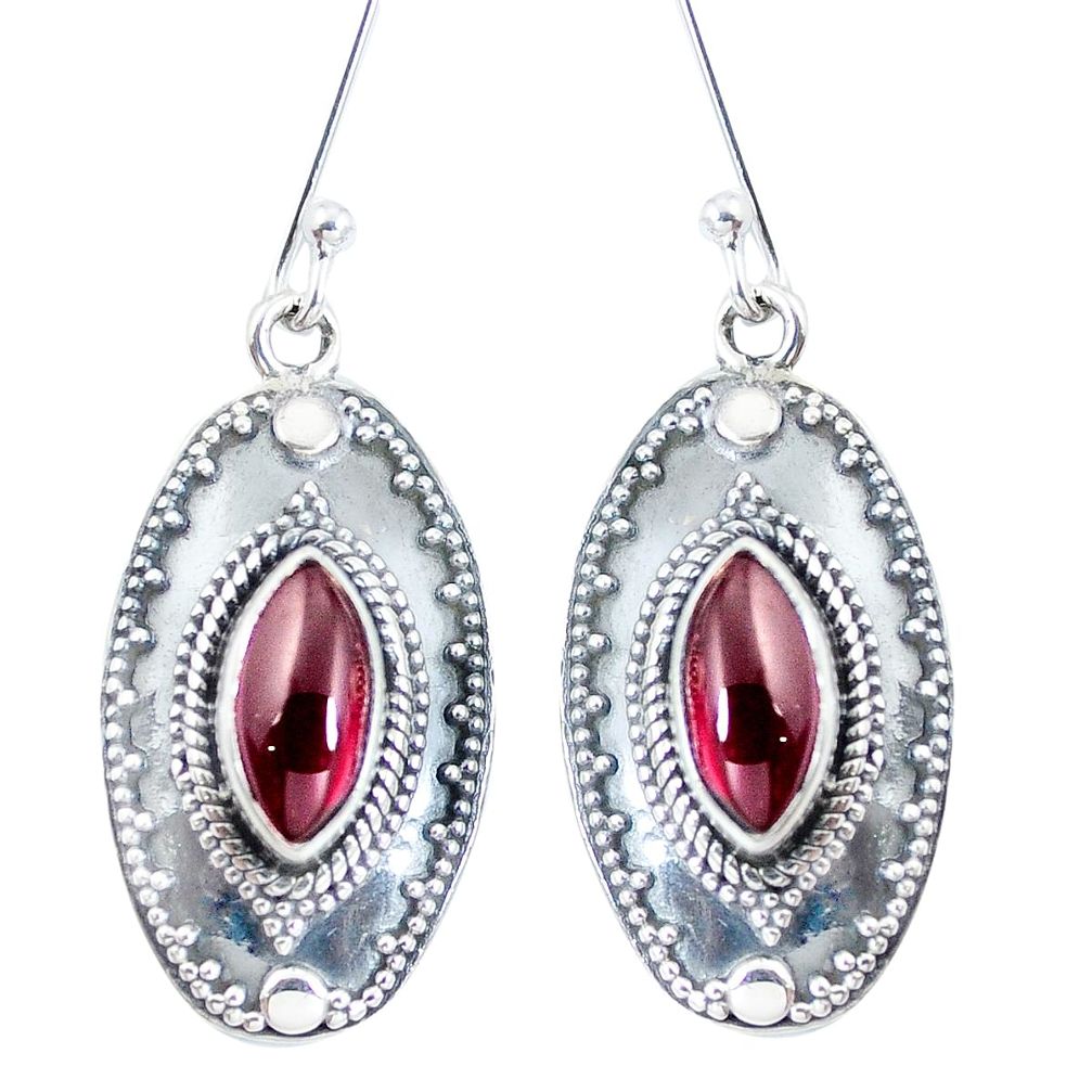 Natural red garnet 925 sterling silver dangle earrings jewelry d29363