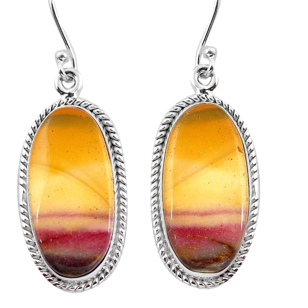 Natural brown mookaite 925 sterling silver dangle earrings d29449