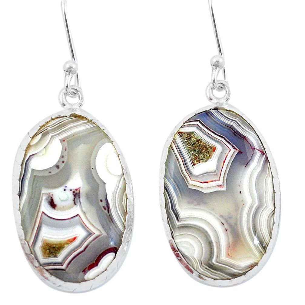 925 silver natural multi color mexican laguna lace agate dangle earrings d29479