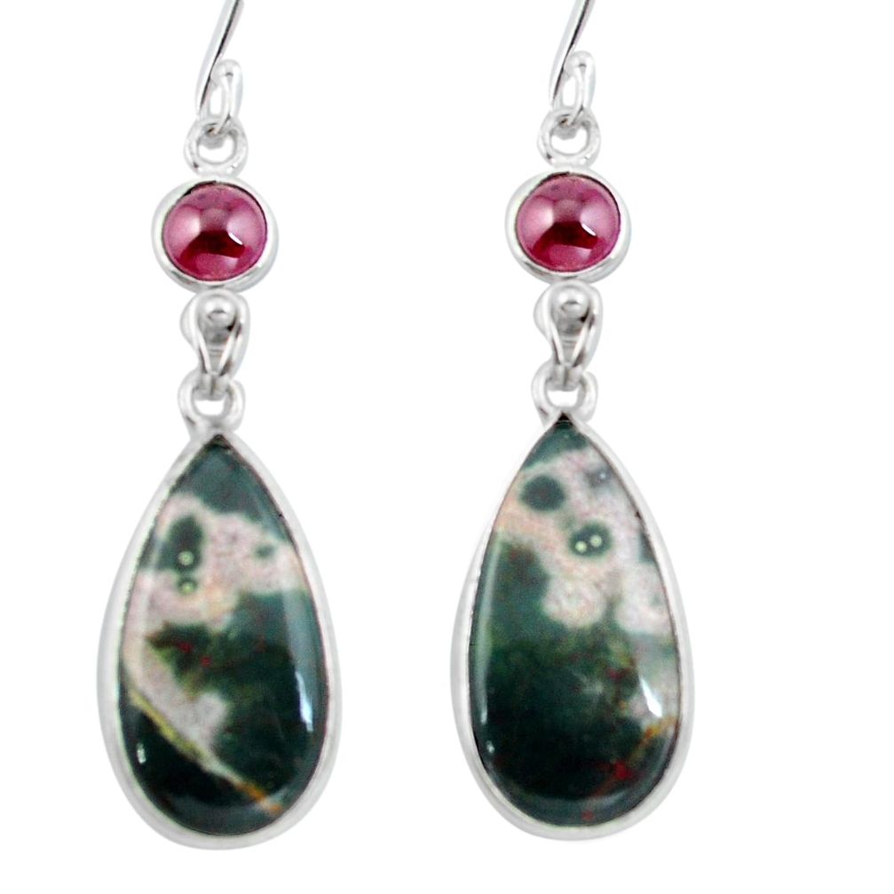 Natural multi color ocean sea jasper (madagascar) 925 silver earrings d29486