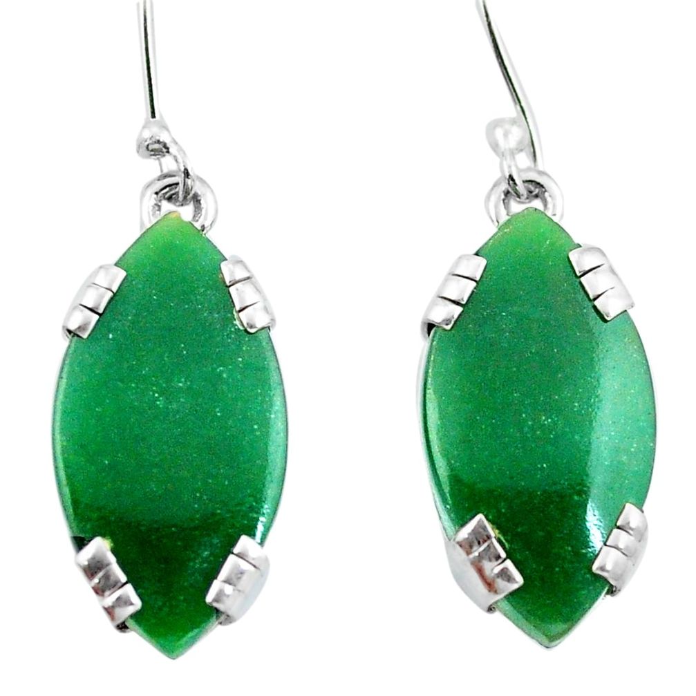 Natural green chalcedony 925 sterling silver earrings jewelry d29491
