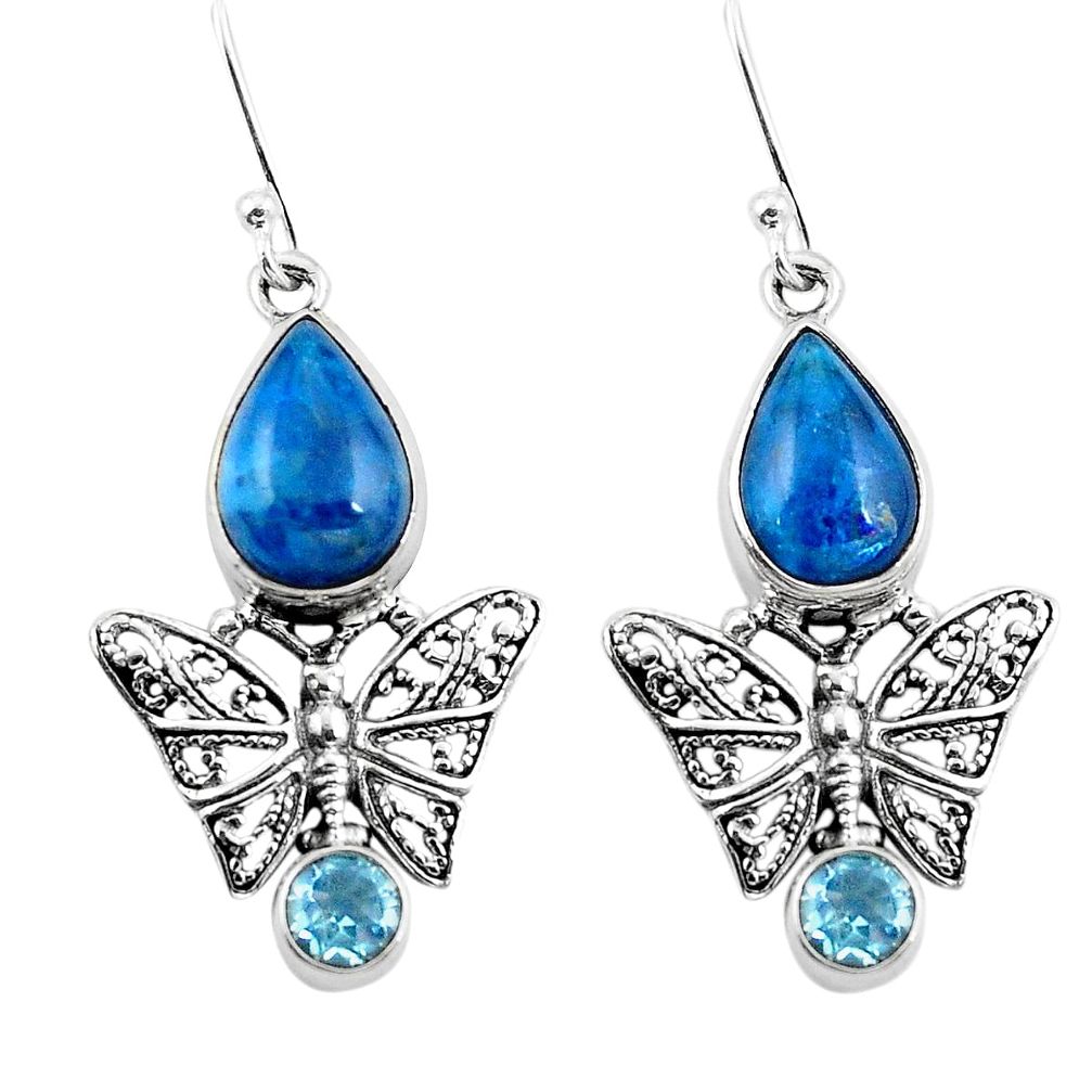 925 silver natural blue apatite (madagascar) butterfly earrings jewelry d29545