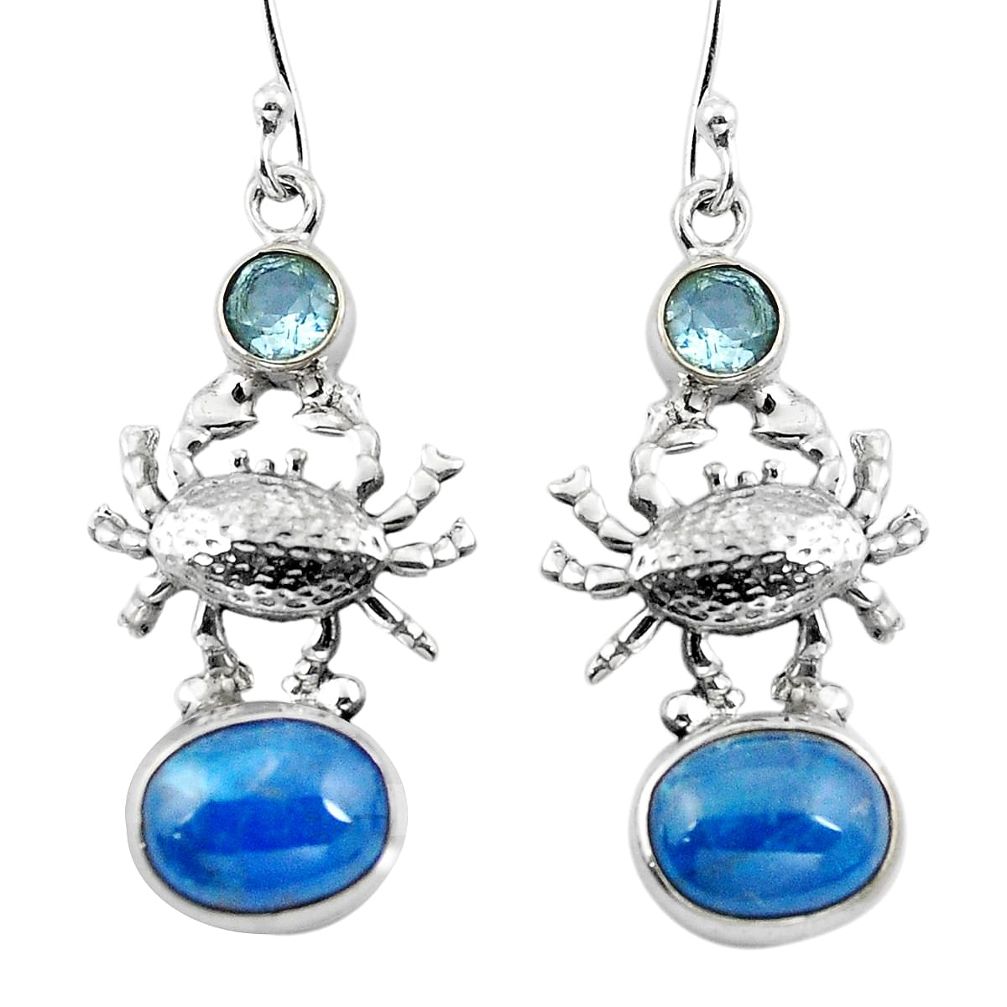 925 silver natural blue apatite (madagascar) topaz crab earrings d29576