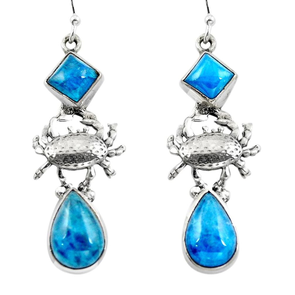 925 silver natural blue apatite (madagascar) crab earrings jewelry d29578