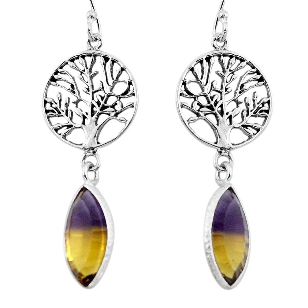 Multi color ametrine (lab) 925 silver tree of life earrings d29588