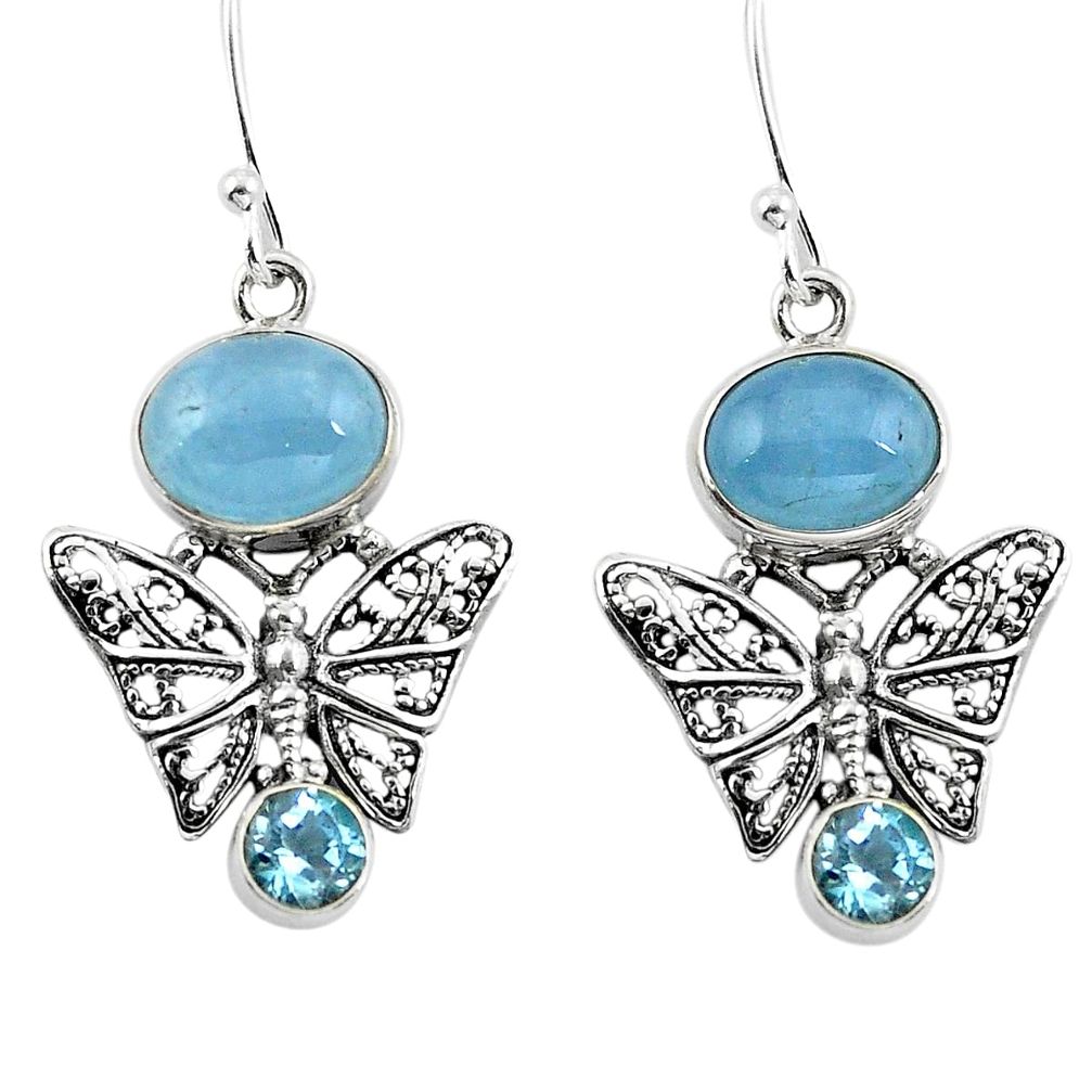 925 silver natural blue aquamarine topaz butterfly earrings jewelry d29651