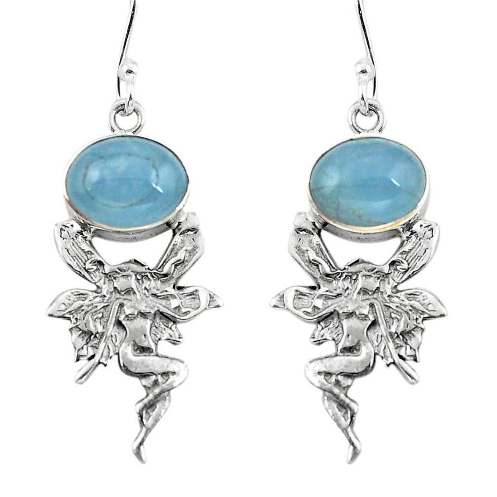 925 silver natural blue aquamarine angel wings fairy earrings d29657