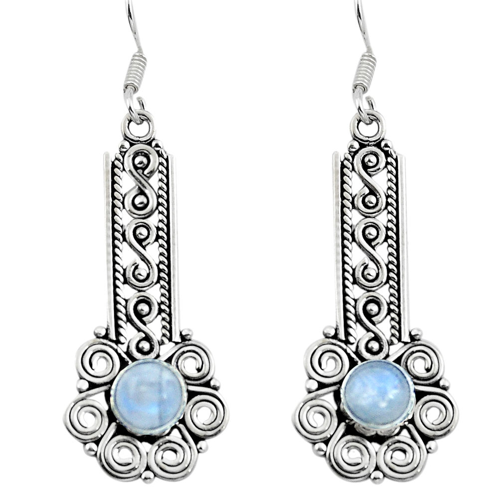 Natural rainbow moonstone 925 sterling silver dangle earrings d29695