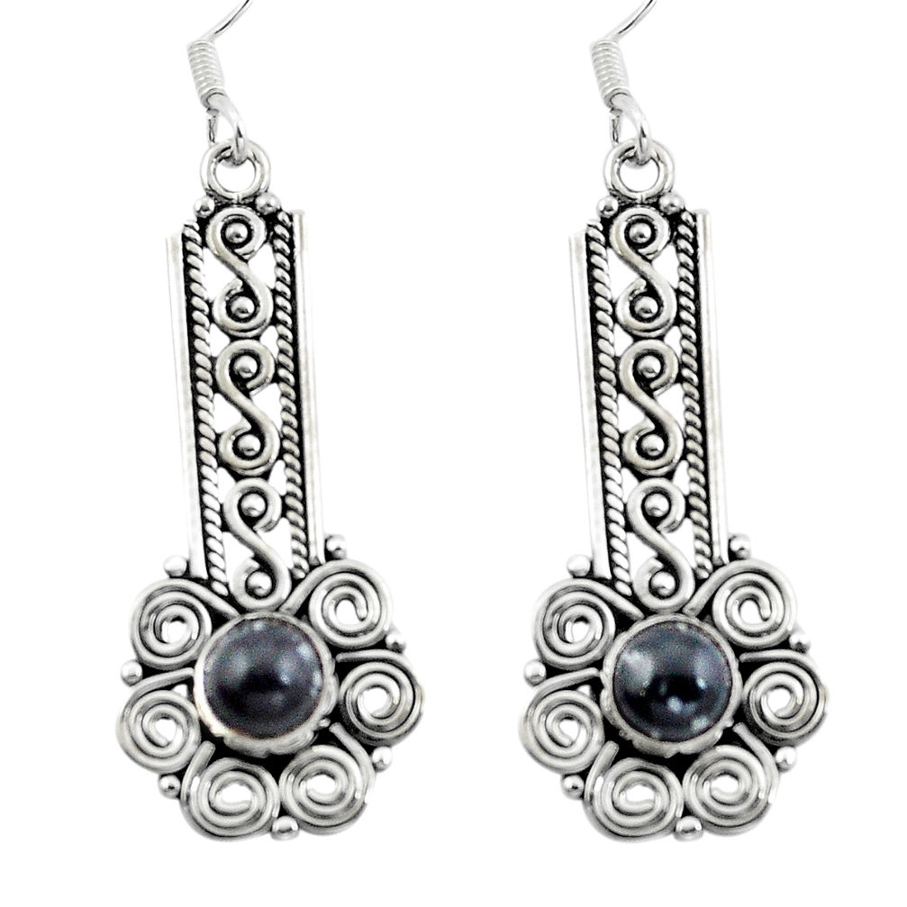 Natural black onyx 925 sterling silver dangle earrings jewelry d29696