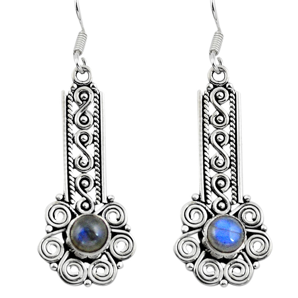 Natural blue labradorite 925 sterling silver dangle earrings d29699