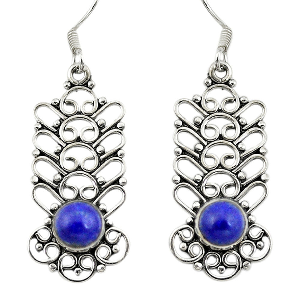 925 sterling silver natural blue lapis lazuli dangle earrings d29707