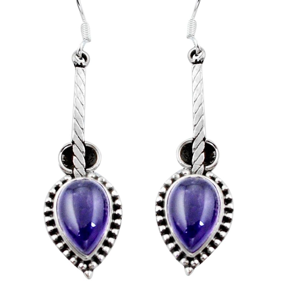 Natural purple amethyst 925 sterling silver dangle earrings d29712