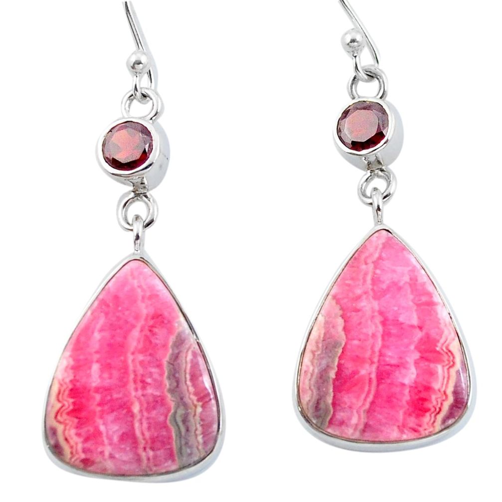 925 silver natural pink rhodochrosite inca rose (argentina) earrings d29724