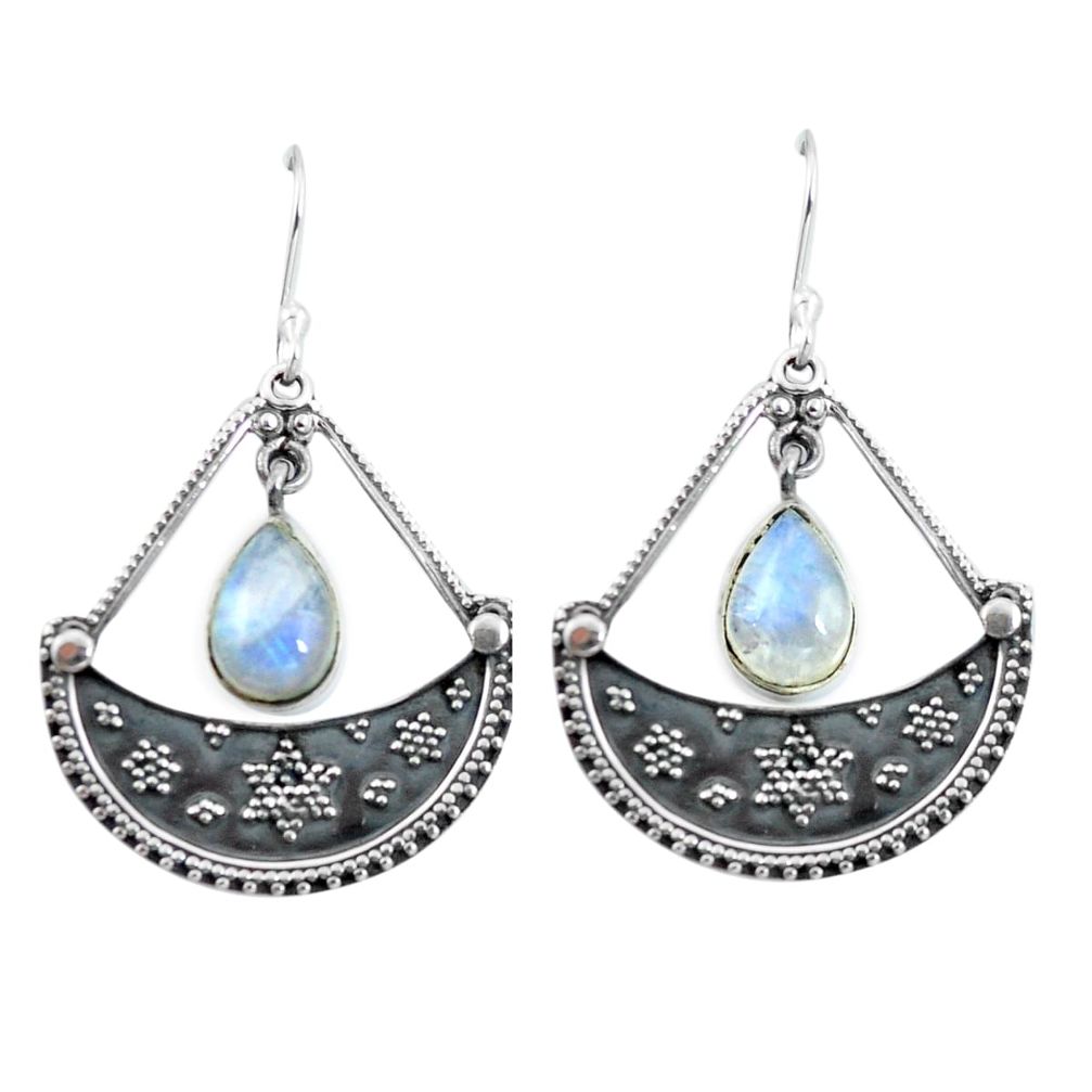 925 sterling silver natural rainbow moonstone dangle earrings d29744