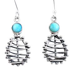 Natural blue larimar 925 sterling silver dangle earrings jewelry d29762