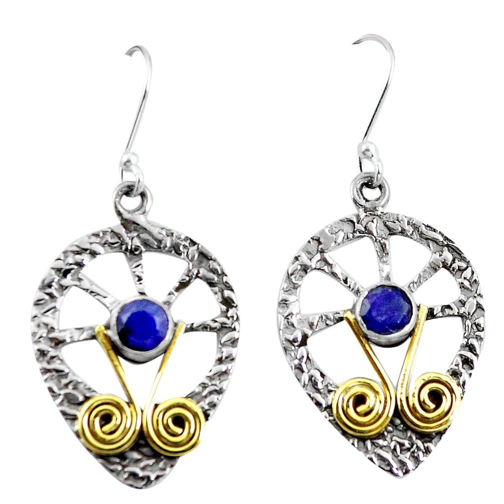 925 silver natural blue lapis lazuli 14k gold dangle earrings jewelry d29789