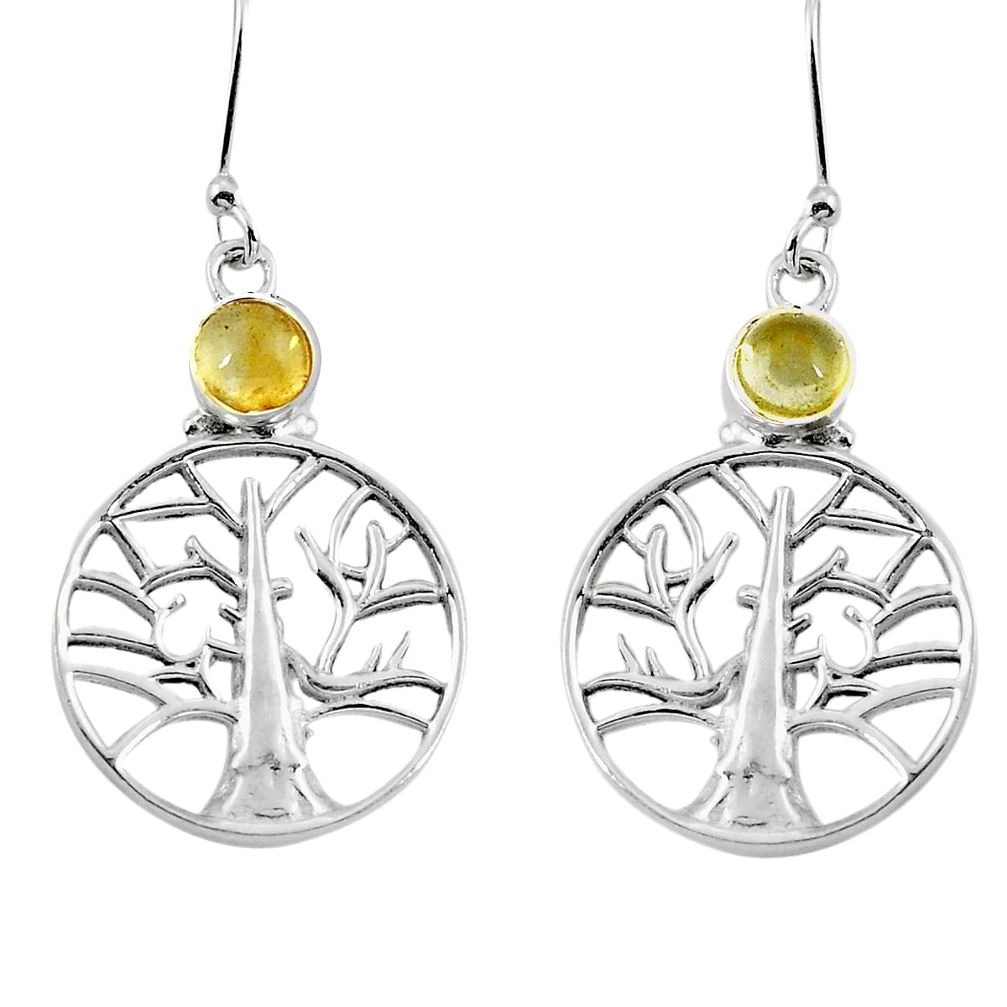Natural yellow citrine 925 sterling silver tree of life earrings d29848