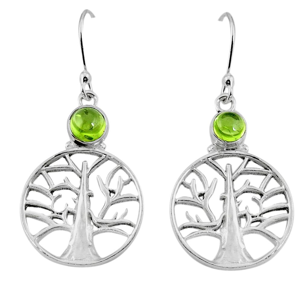 925 sterling silver natural green tourmaline tree of life earrings d29849