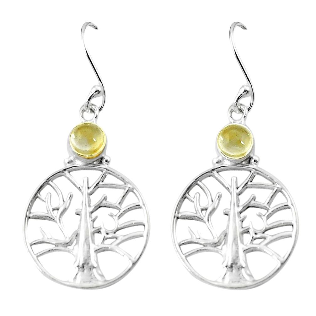 Natural yellow citrine 925 sterling silver tree of life earrings d29851