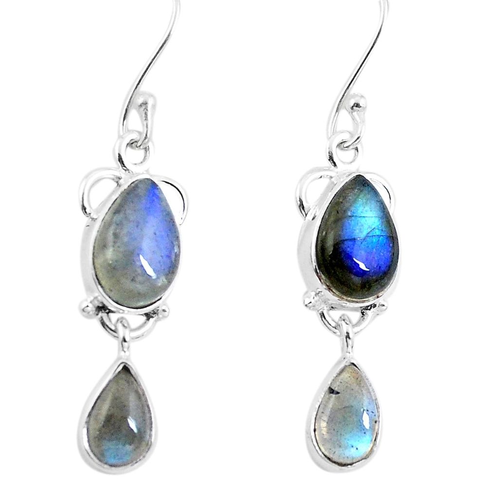 Natural blue labradorite 925 sterling silver dangle earrings d29853