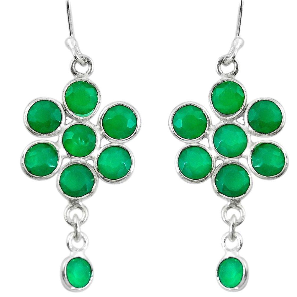 Natural green chalcedony 925 sterling silver dangle earrings d29873