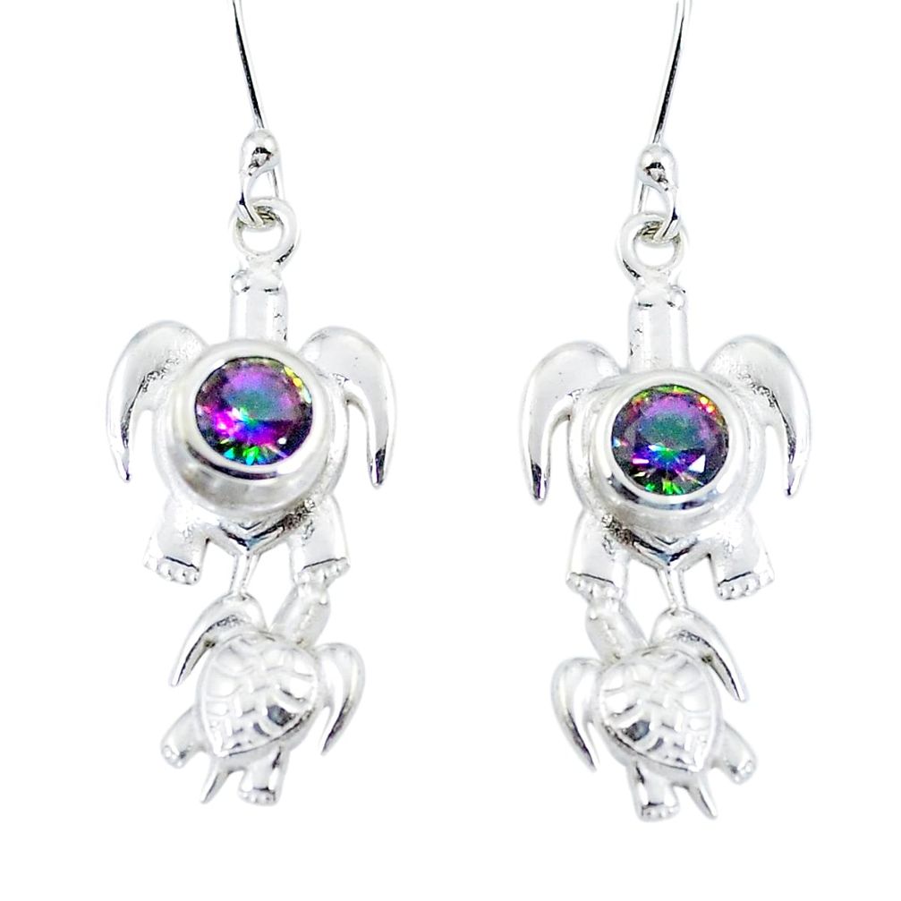 Multi color rainbow topaz 925 sterling silver tortoise earrings jewelry d29911