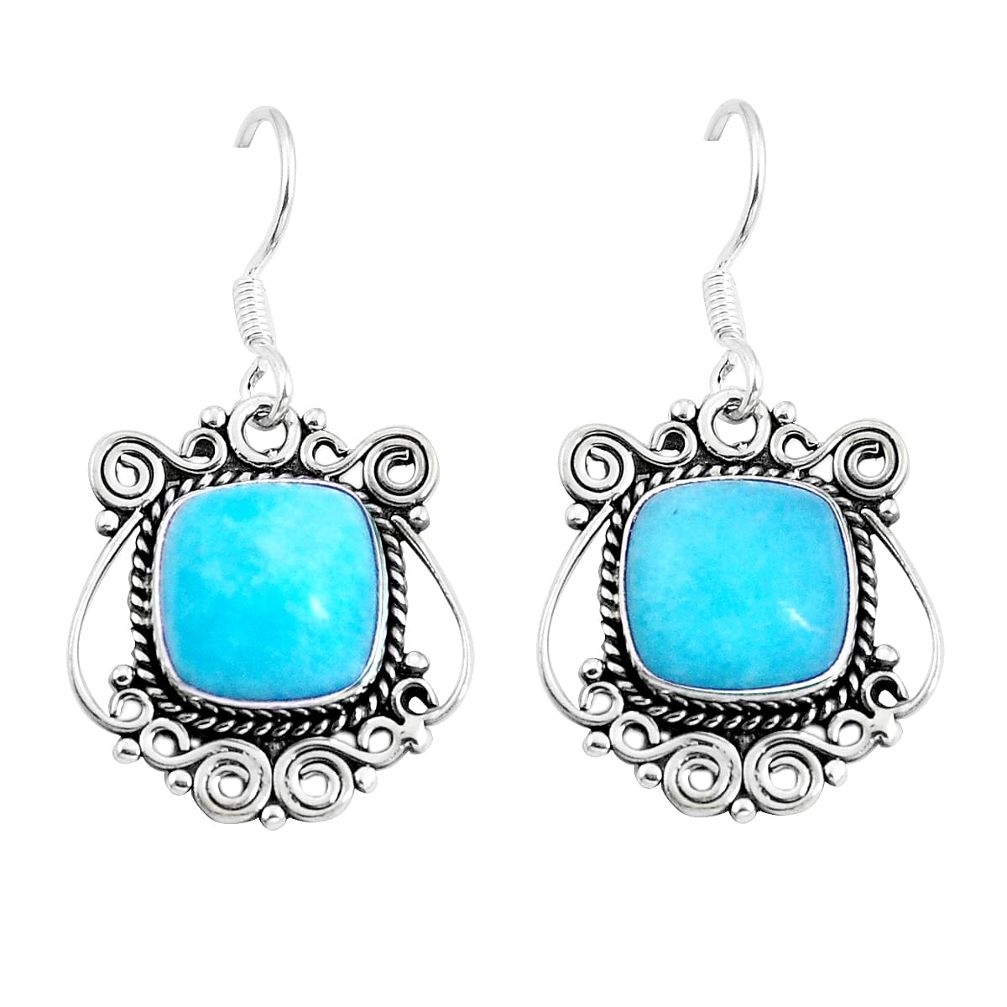 Natural green peruvian amazonite 925 silver dangle earrings d29921