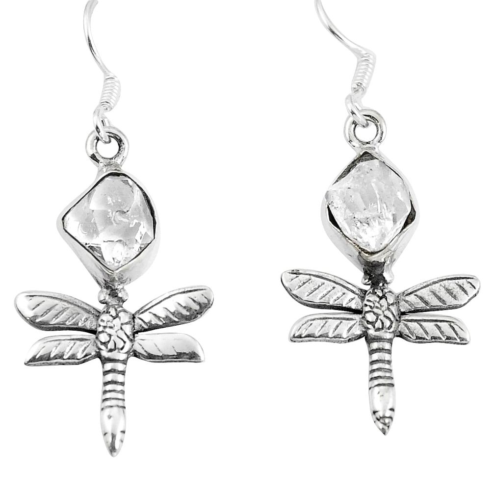 925 silver natural white herkimer diamond dragonfly earrings jewelry d29929