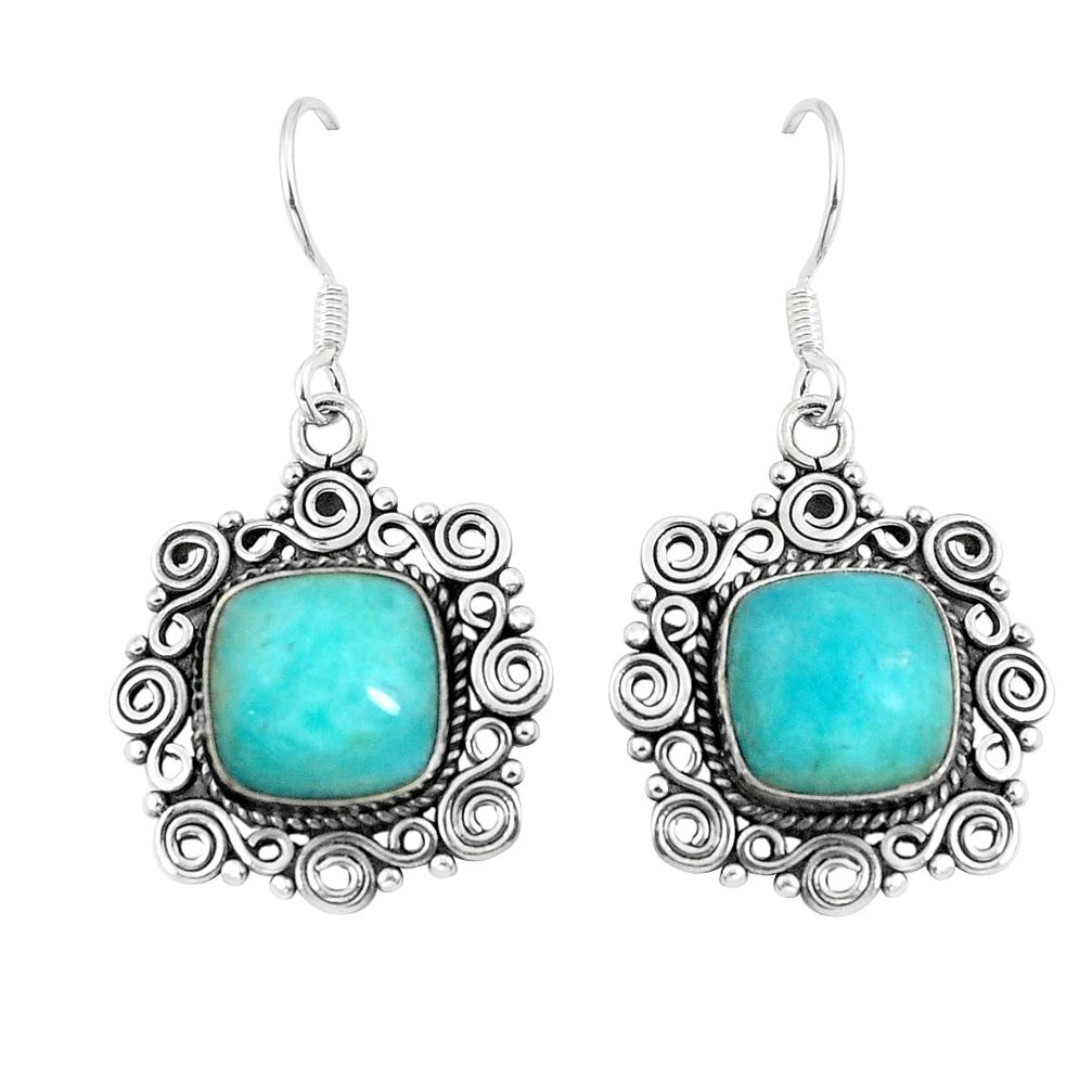 925 silver natural green peruvian amazonite dangle earrings jewelry d29936